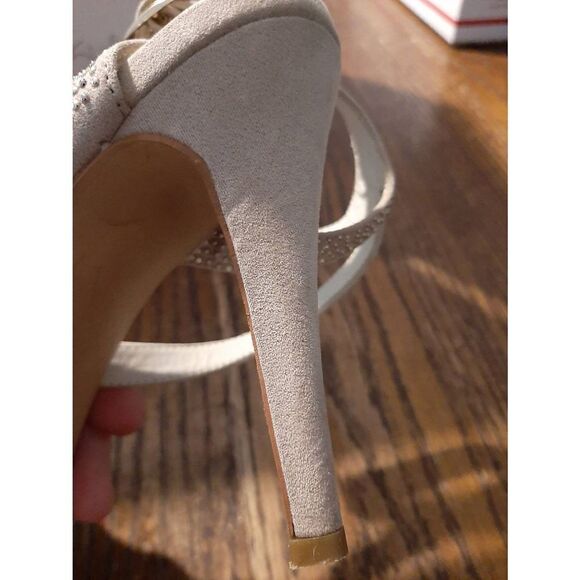 7.5 Aldo Tan Studded Embellished Open Toe Strappy High Heel Dress Shoes Stiletto - Picture 8 of 10